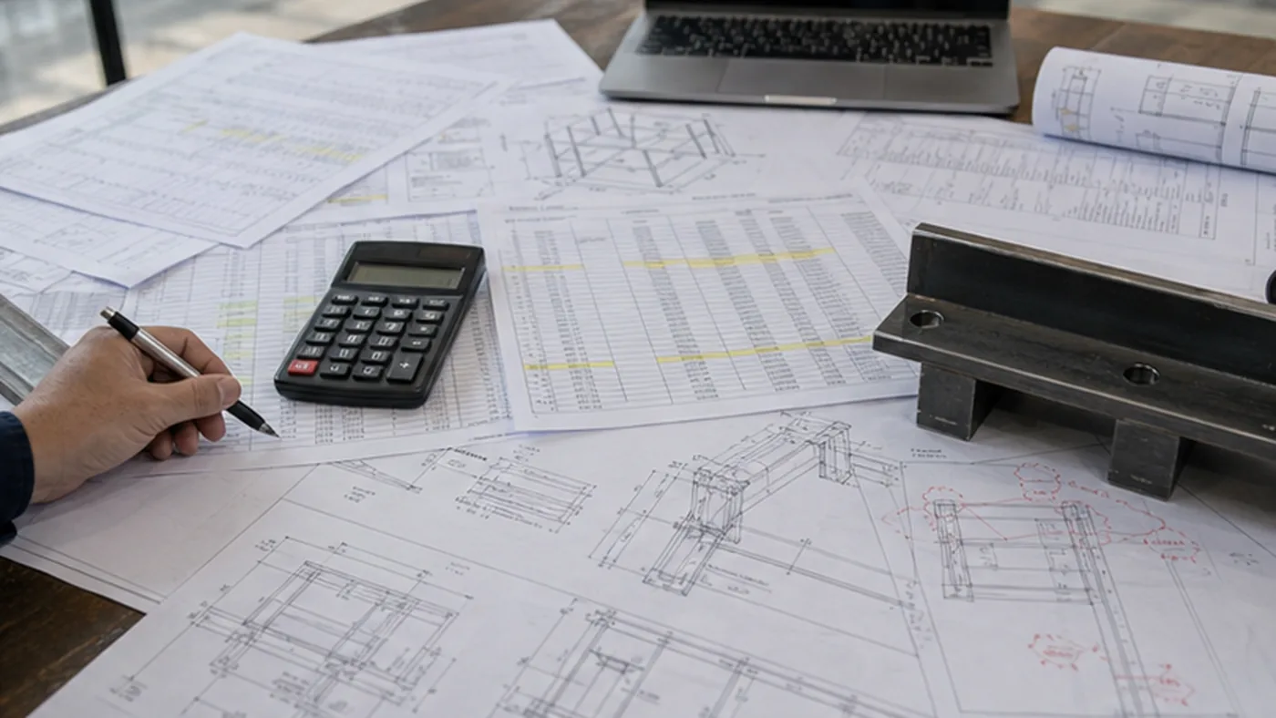 How to estimate steel tonnage for industrial steel building RFQ shown as steel structure RFQ drawing package review with member schedule, connection details, coating notes, and delivery terms
