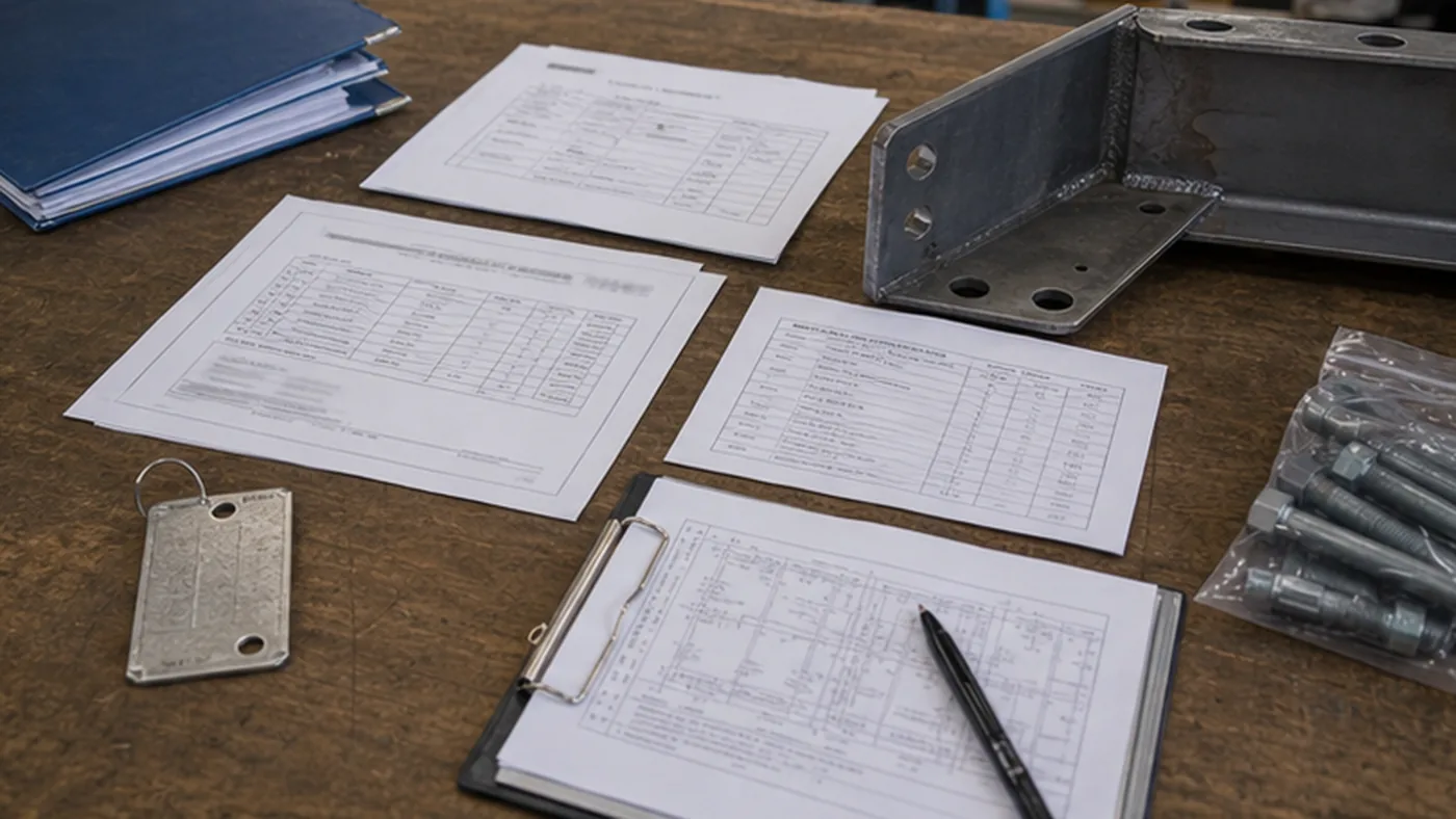 Steel structure quality documents for EPC projects shown as buyer-side steel structure procurement evidence with RFQ inputs, supplier review, quality documents, and export delivery records