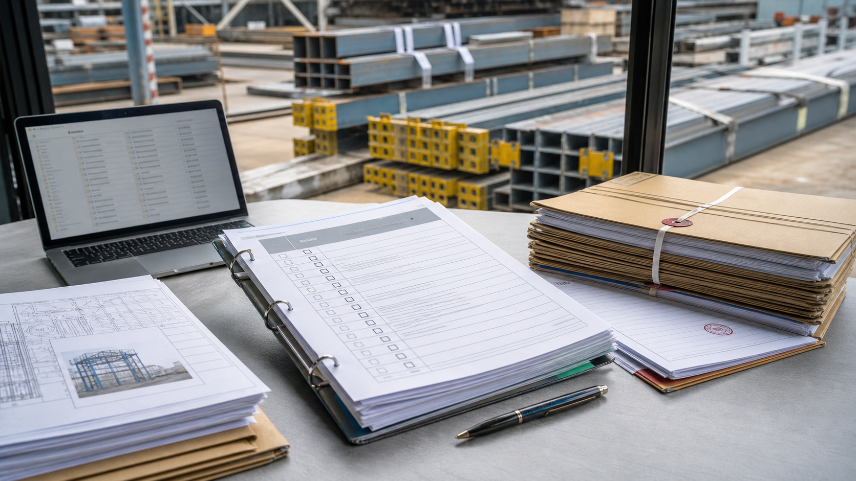 Steel structure document turnover checklist before shipment with release files and packed steel components