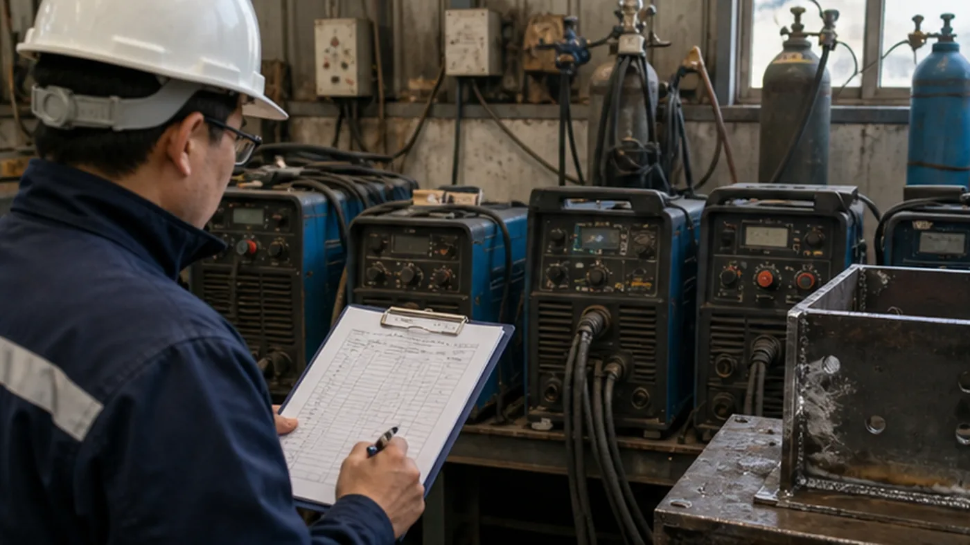 Steel structure factory audit welding equipment checklist shown as steel structure fabrication workshop flow evidence for factory capacity audit, including cutting, assembly, welding, coating, and finished goods areas