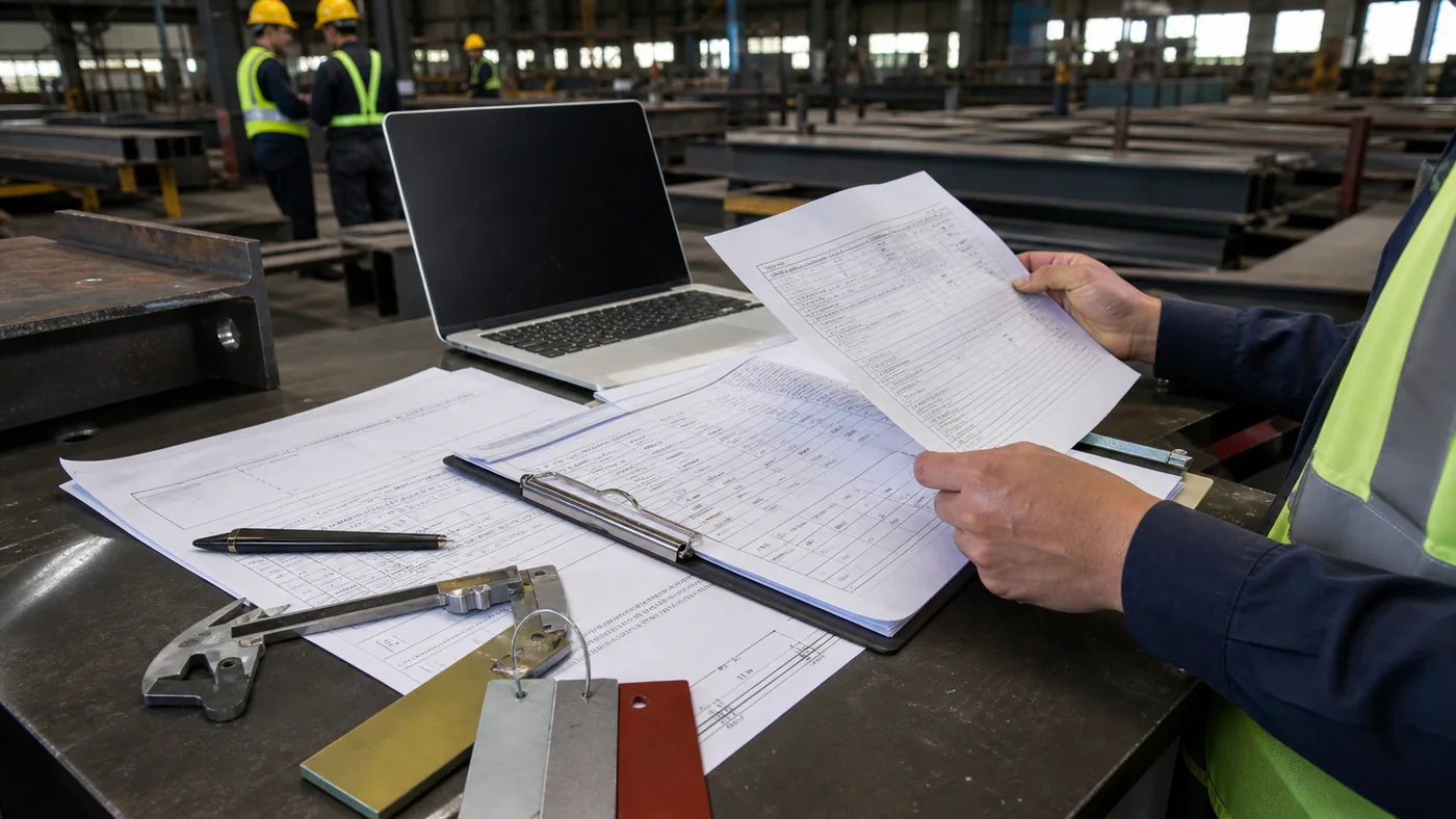 Steel structure mill test certificate review checklist - mill certificate and traceability document review in a fabrication workshop