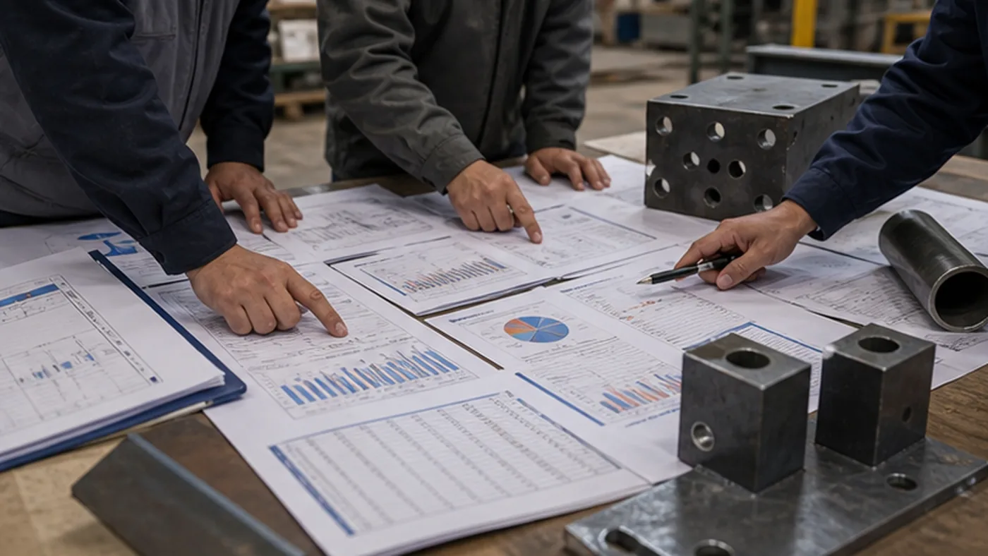 Steel structure supplier quality performance review checklist shown as steel structure fabricator evaluation scorecard with production capacity, document response, export packing, and quotation clarity review
