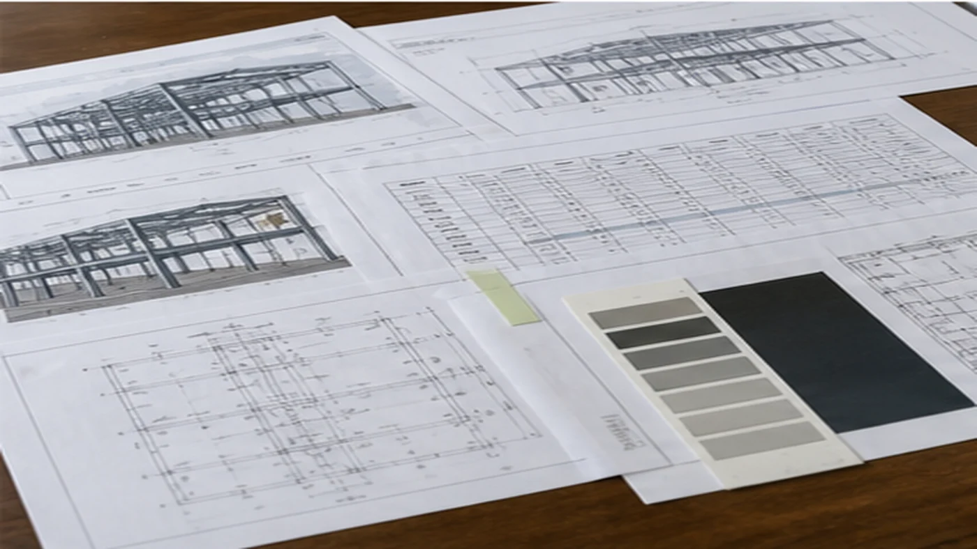 Steel structure RFQ package guide shown as drawings, member schedule, coating notes, and scope boundary documents