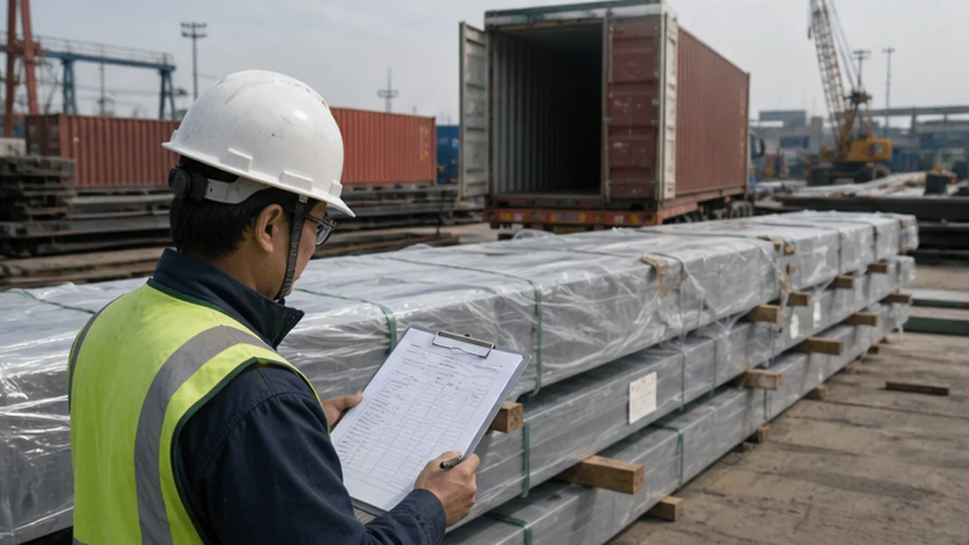 Steel structure shipment release TPI checklist shown as steel structure fabricator evaluation scorecard with production capacity, document response, export packing, and quotation clarity review