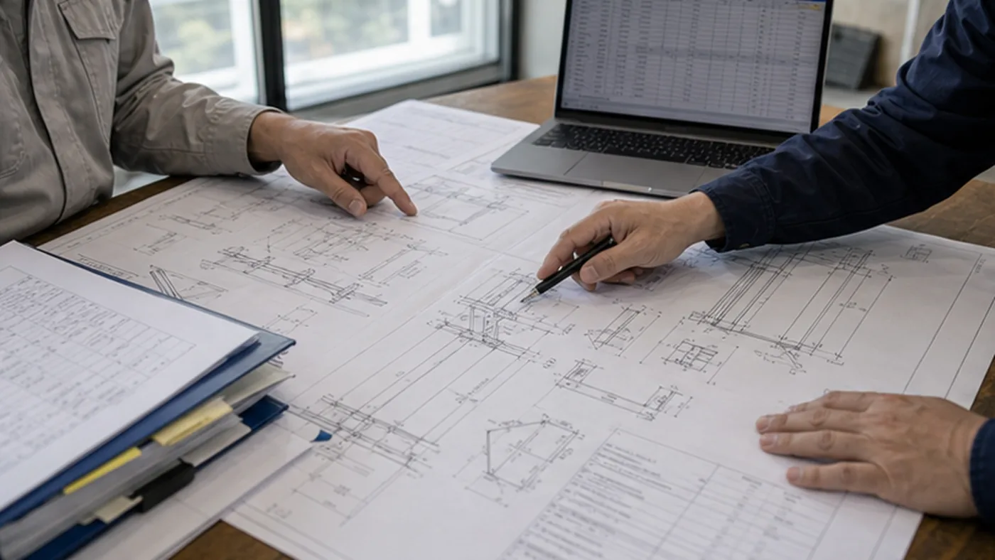 Steel structure quotation drawings EPC buyers need shown as steel structure RFQ drawing package review with member schedule, connection details, coating notes, and delivery terms